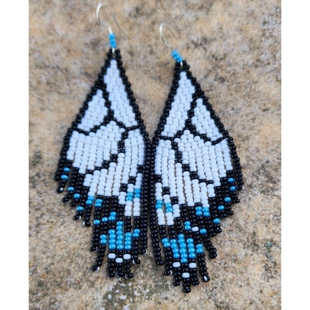 Butterfly Wing Beaded Dangle Earrings - Native Style.
